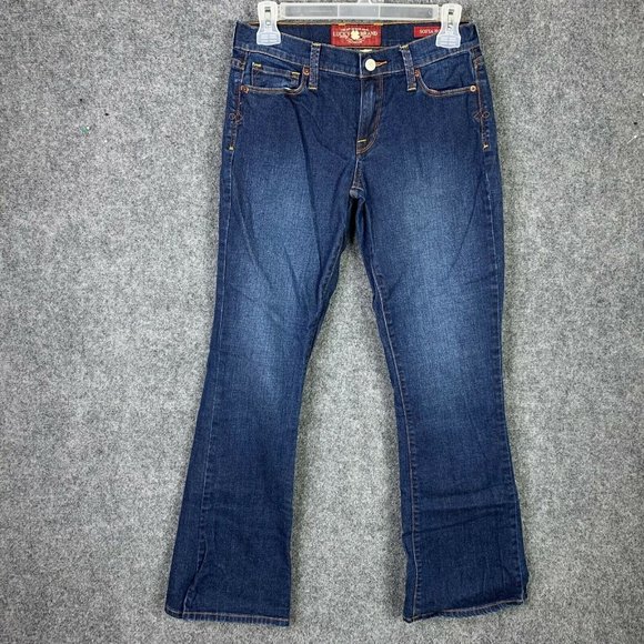 Lucky Brand Jeans Women Size 2 Sofia Ankle Boot Cut Dark Blue Stretch 26 Inseam - Picture 1 of 11